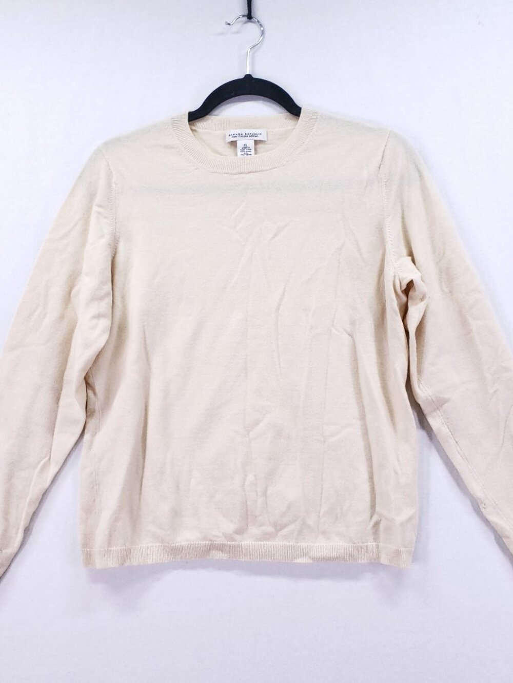 Vintage Banana Republic Sweater Sz XL Y2K Fine Italian Merino Blend Pale Yellow